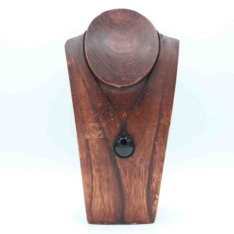 Pendentif Tourmaline noire macramé - Rond