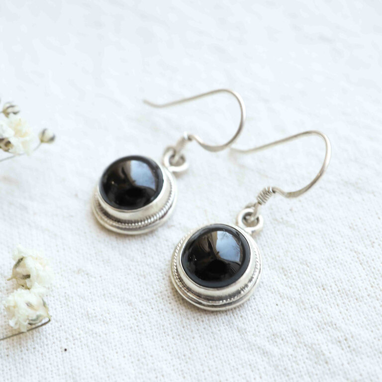 Boucles d'oreilles Onyx - Rond