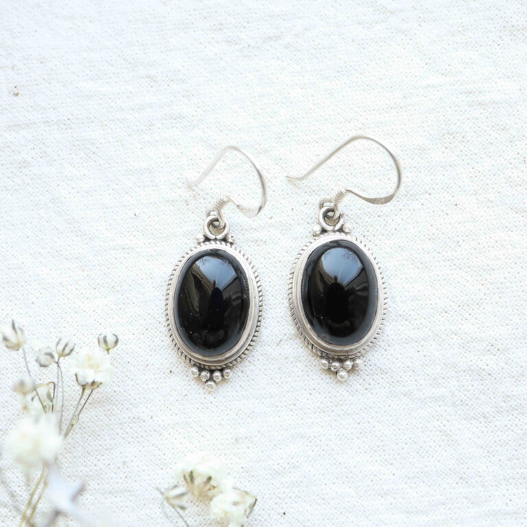 Boucles d'oreilles Onyx - Coquille