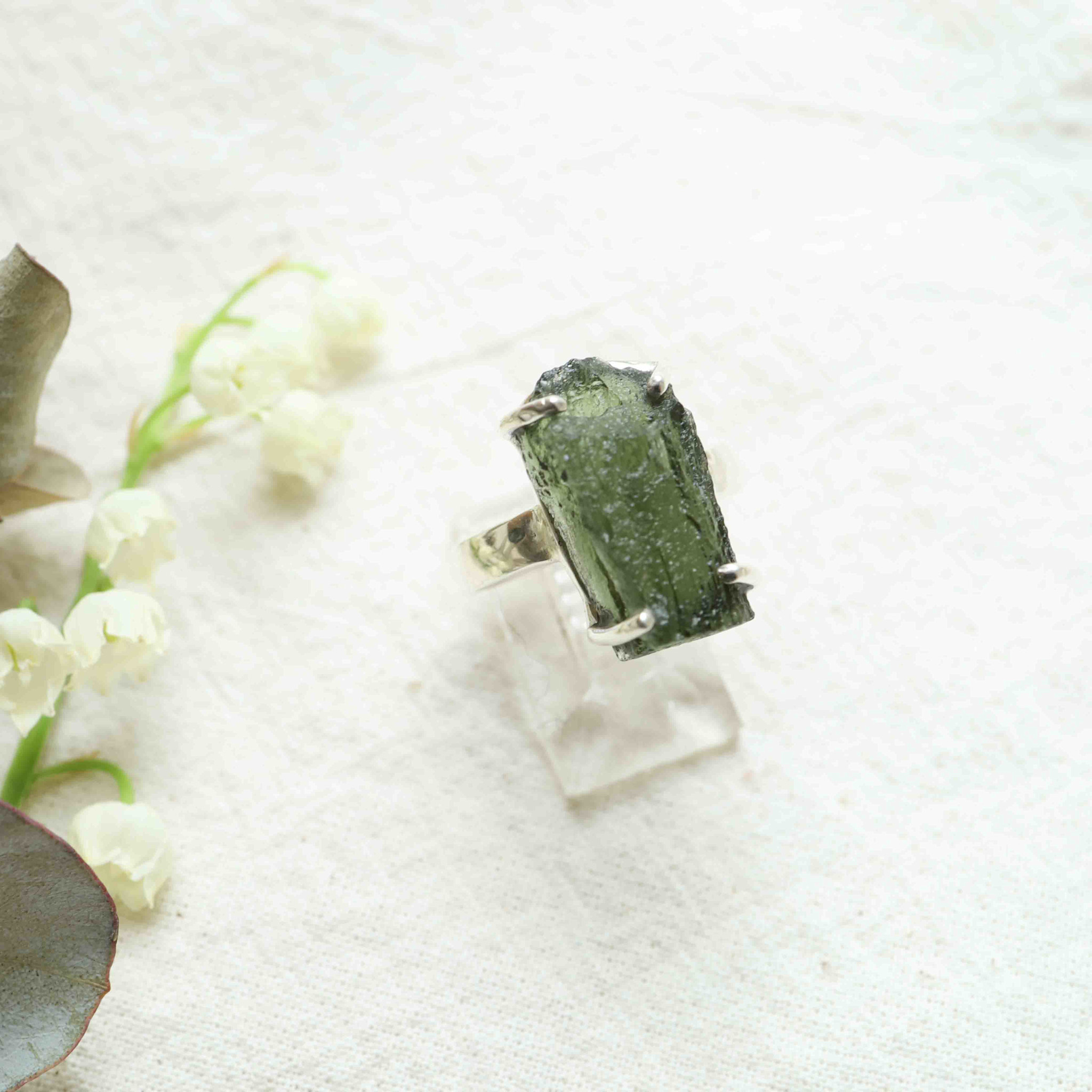 Moldavite Ring - Rough