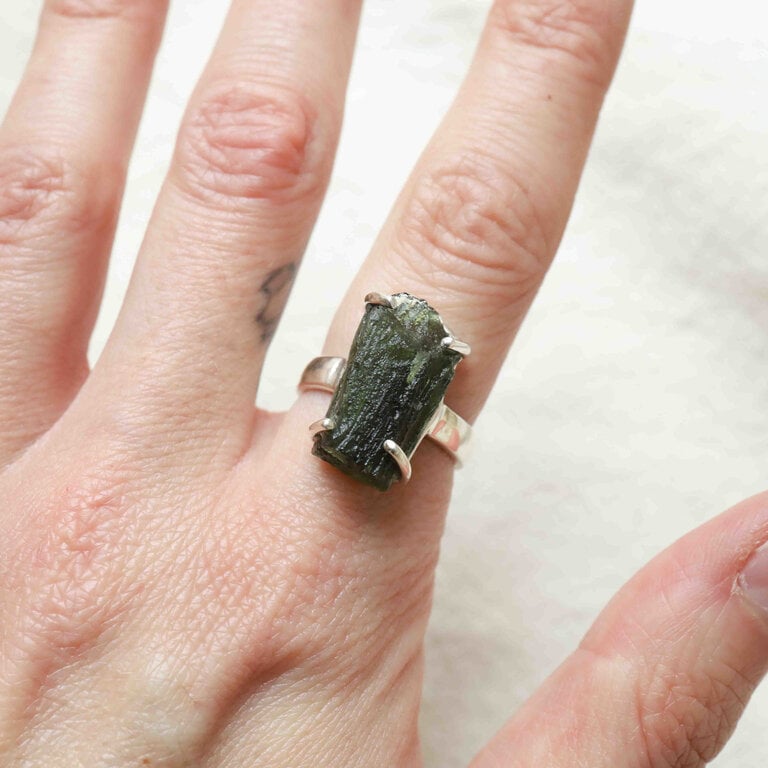 Bague Moldavite - Brute