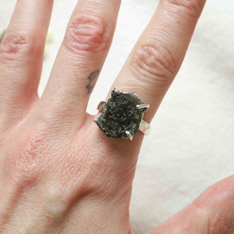 Bague Moldavite - Brute