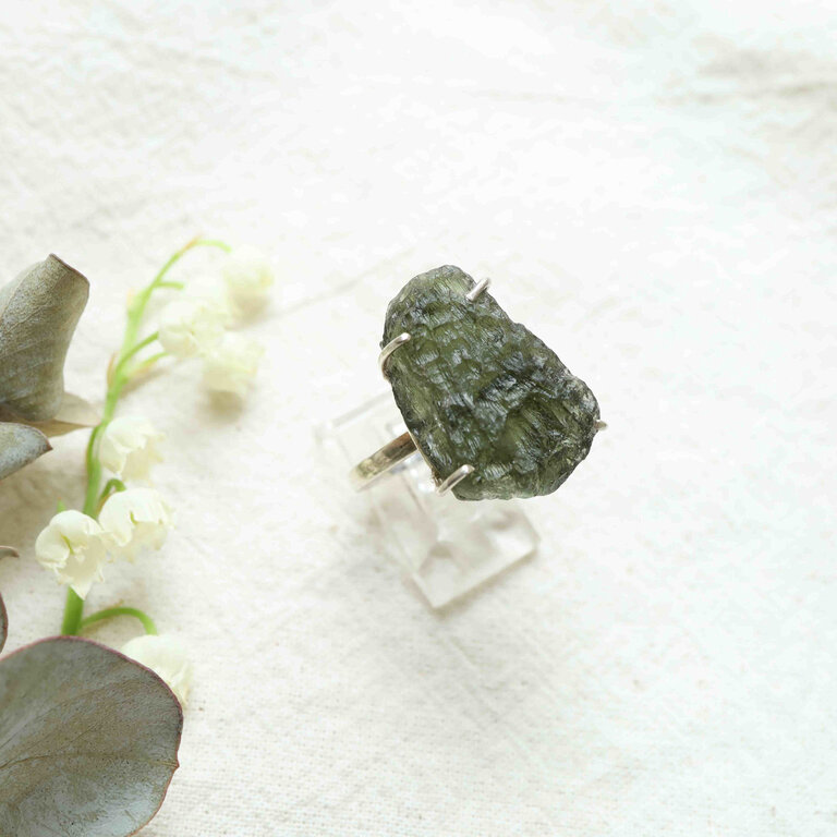 Moldavite Ring - Rough