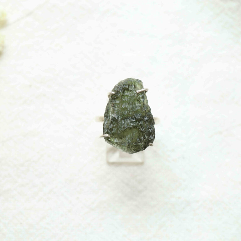 Moldavite Ring - Rough
