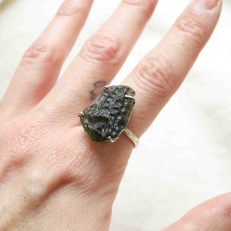 Bague Moldavite - Brute