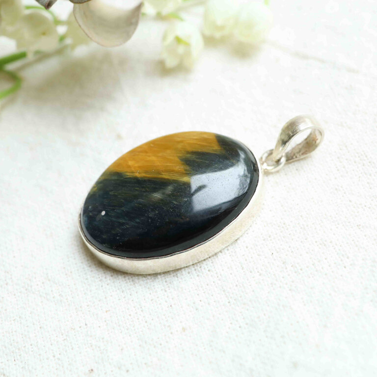 Tiger Eye & Hawk Eye Pendant - Ovale