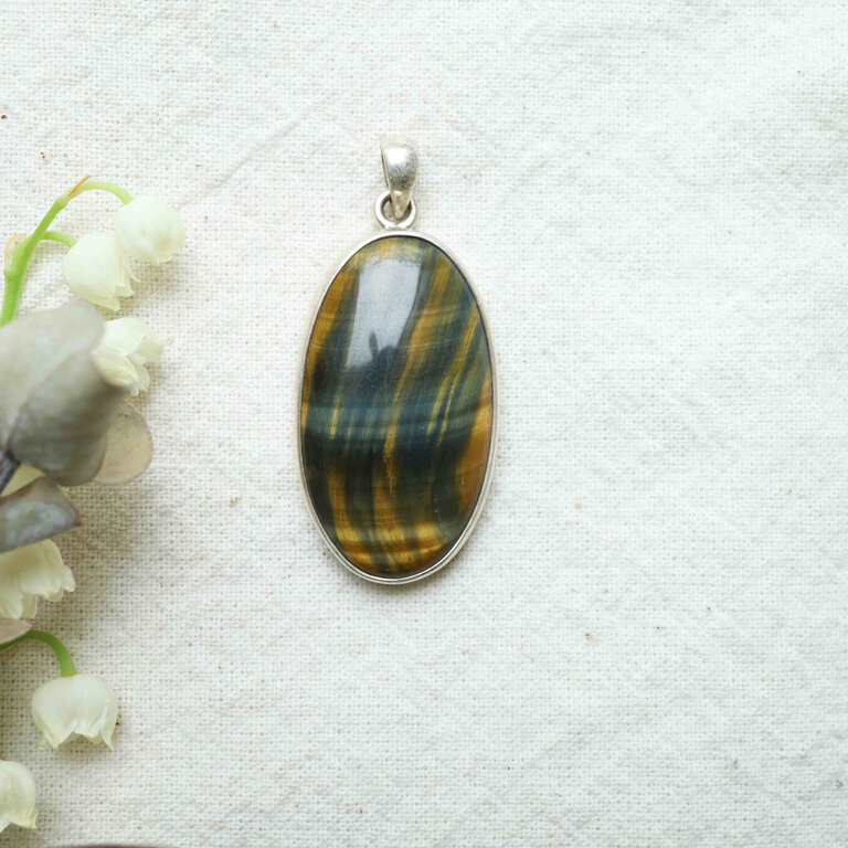 Tiger Eye & Hawk Eye Pendant - Ovale
