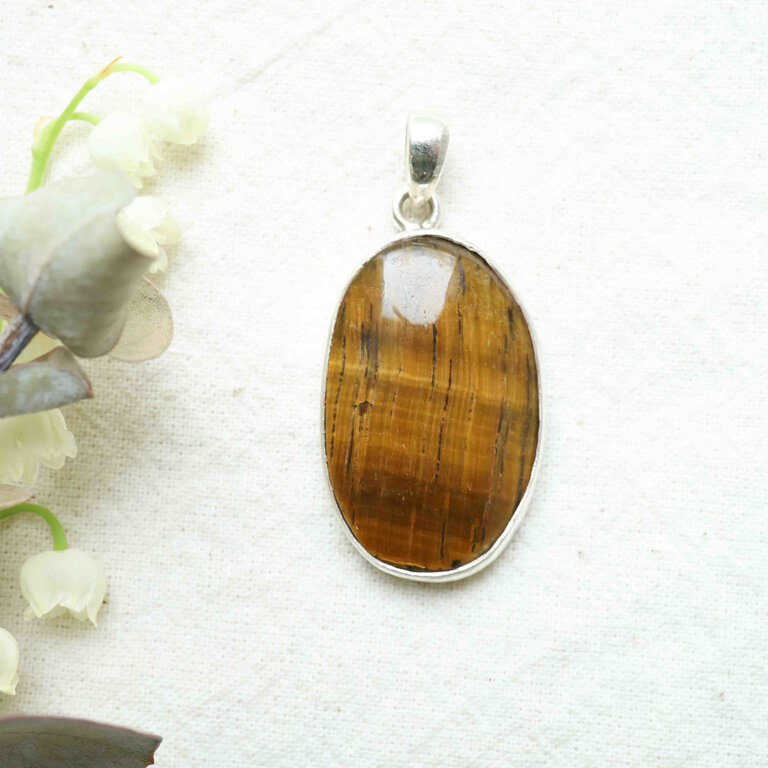 Pendentif Oeil de tigre - Ovale