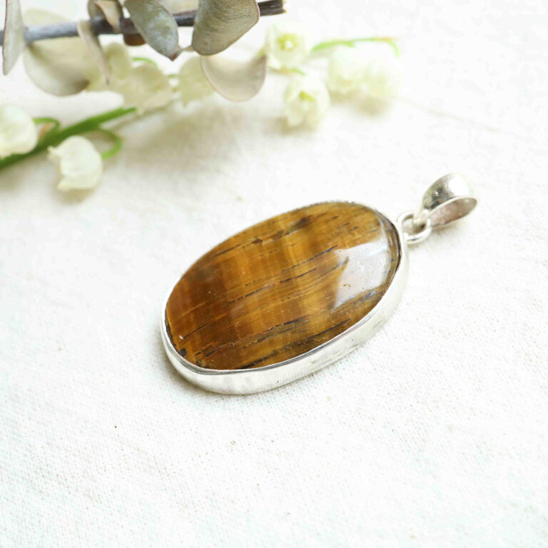 Pendentif Oeil de tigre - Ovale