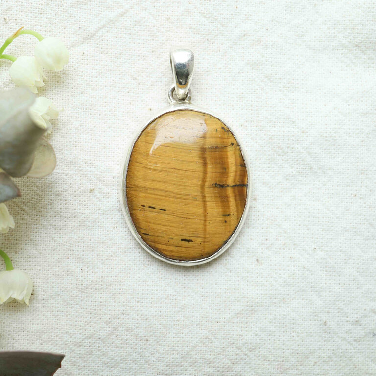 Pendentif Oeil de tigre - Ovale