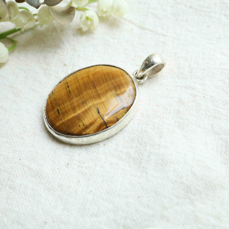 Pendentif Oeil de tigre - Ovale