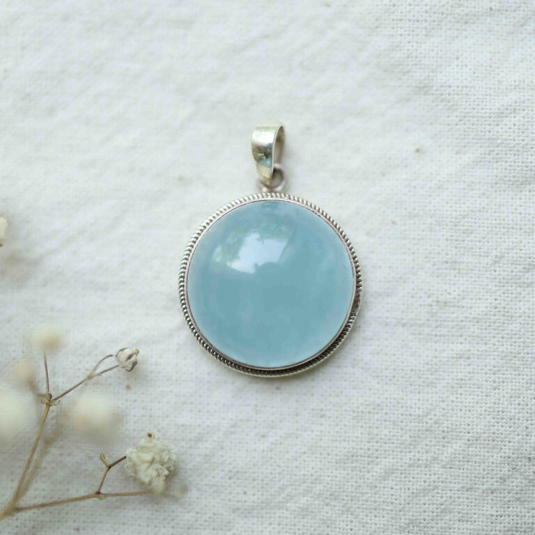 Pendentif Aigue-marine - Hortensia