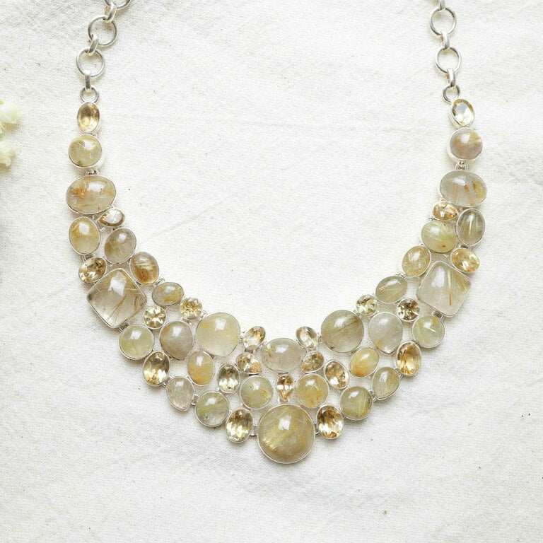 Collier Quartz rutile & citrine - Hathor