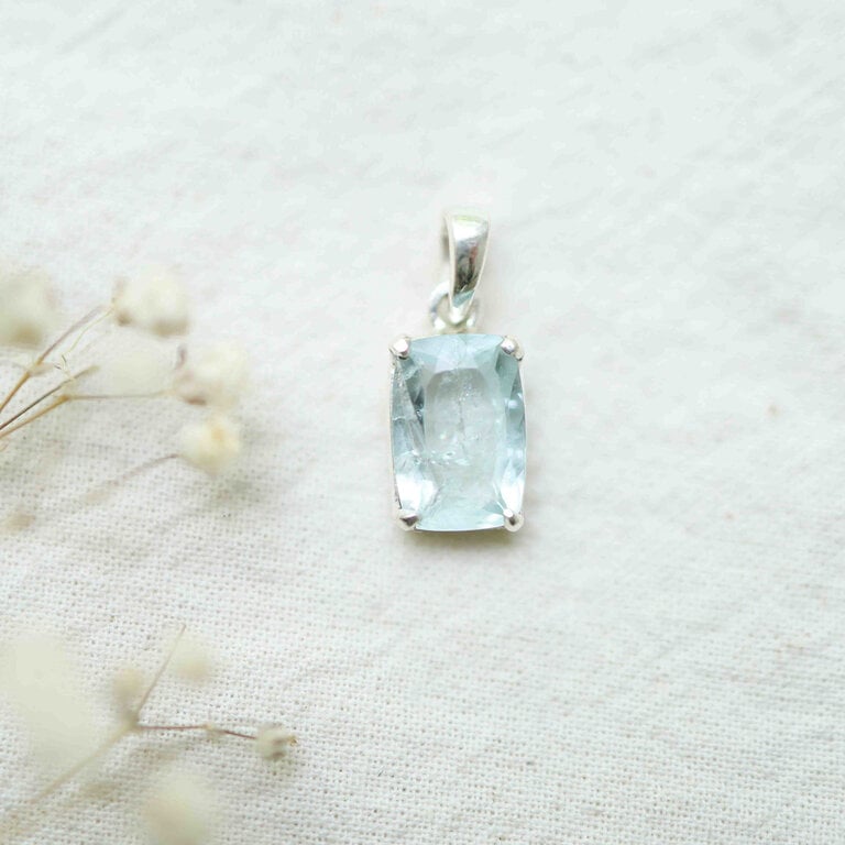 Pendentif Aigue-marine - Rectangle