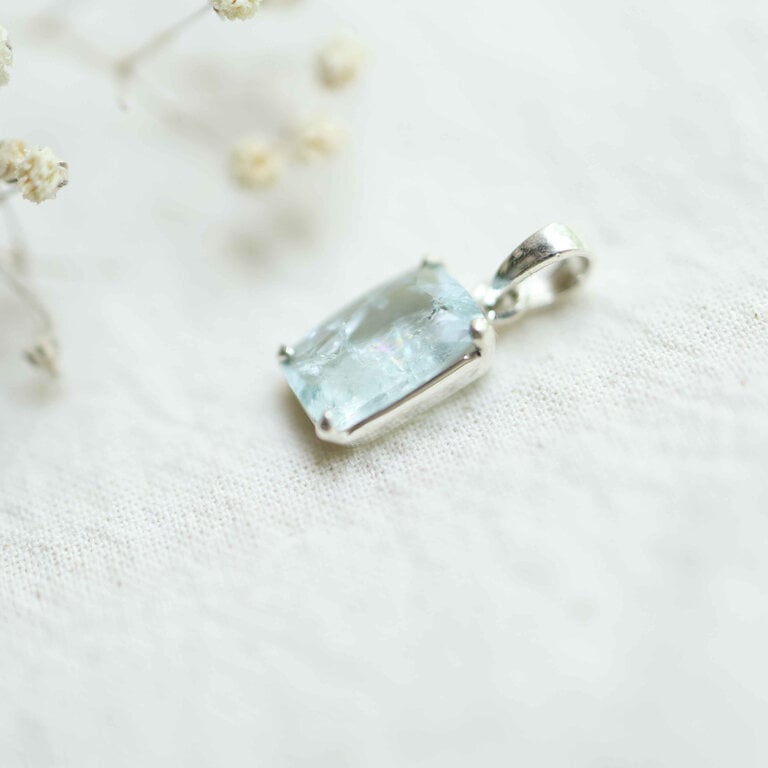 Pendentif Aigue-marine - Rectangle