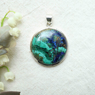 Pendentif Azurite & Malachite - Rond