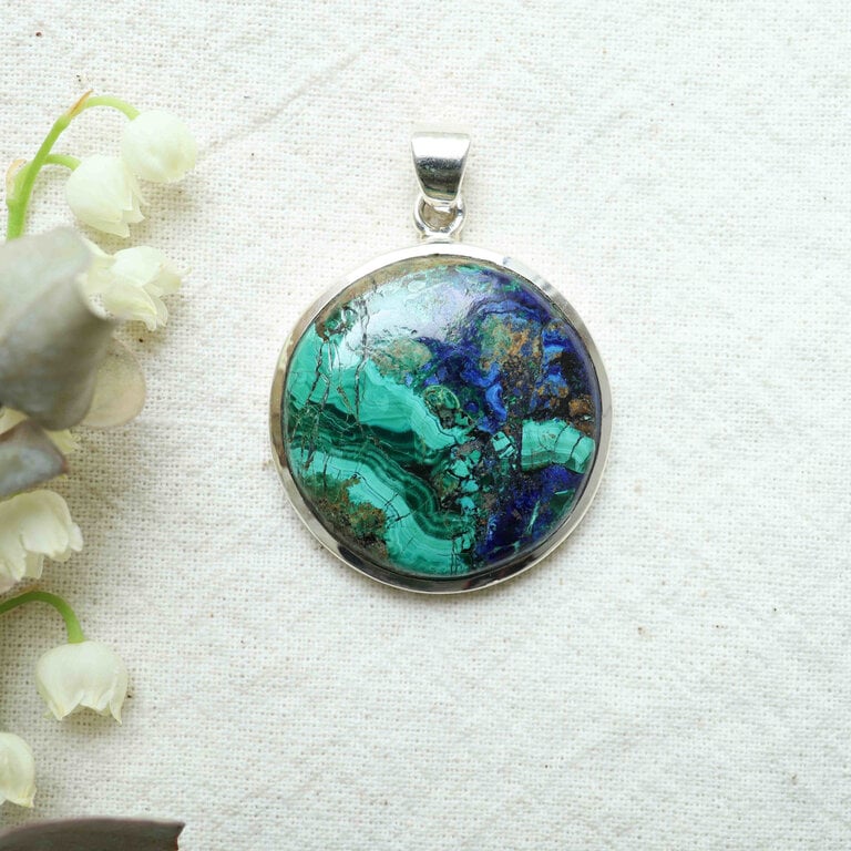 Pendentif Azurite & Malachite - Rond