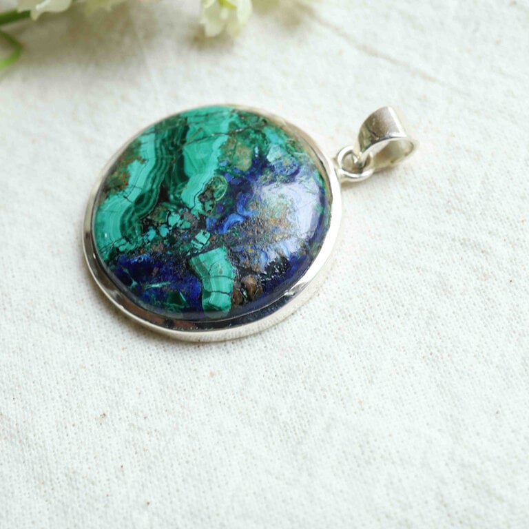 Azurite & Malachite Pendant - Rond
