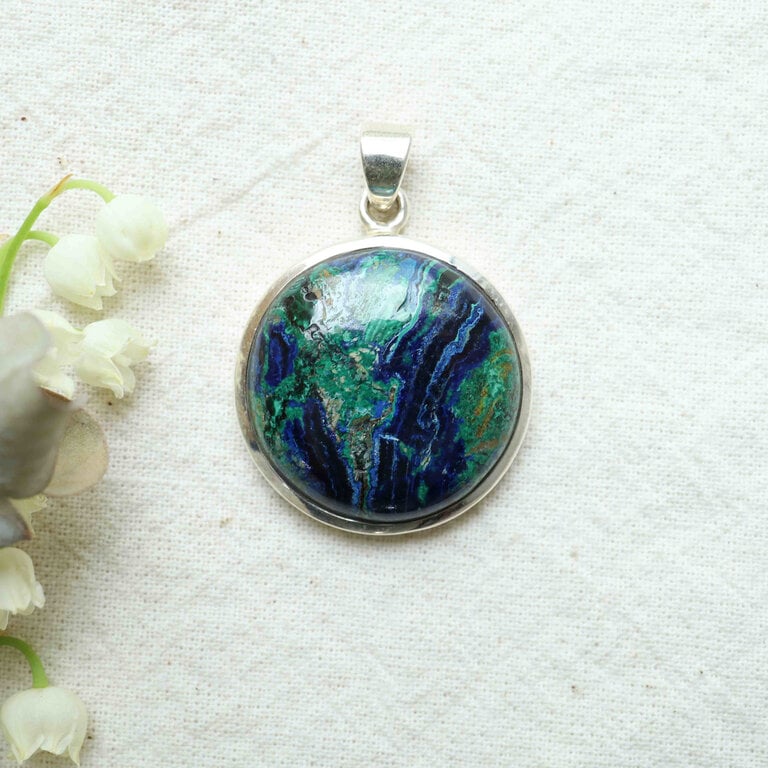 Azurite & Malachite Pendant - Rond