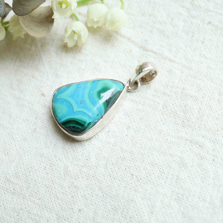 Malachite & Chrysocolla pendant - Goutte