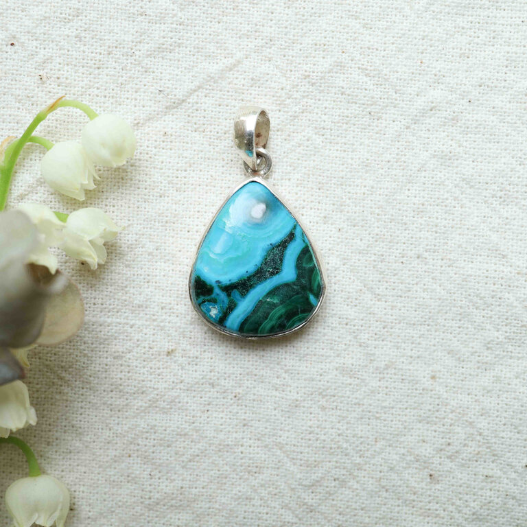 Malachite & Chrysocolla pendant - Goutte