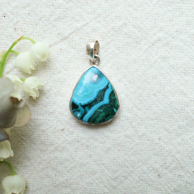 Pendentif Malachite & Chrysocolle - Goutte