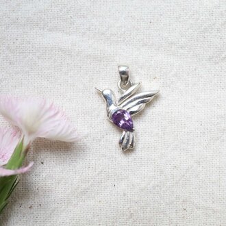 Pendentif Améthyste - Colibri