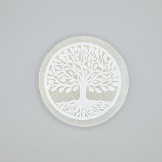 Selenite plate 10 cm - Tree of life