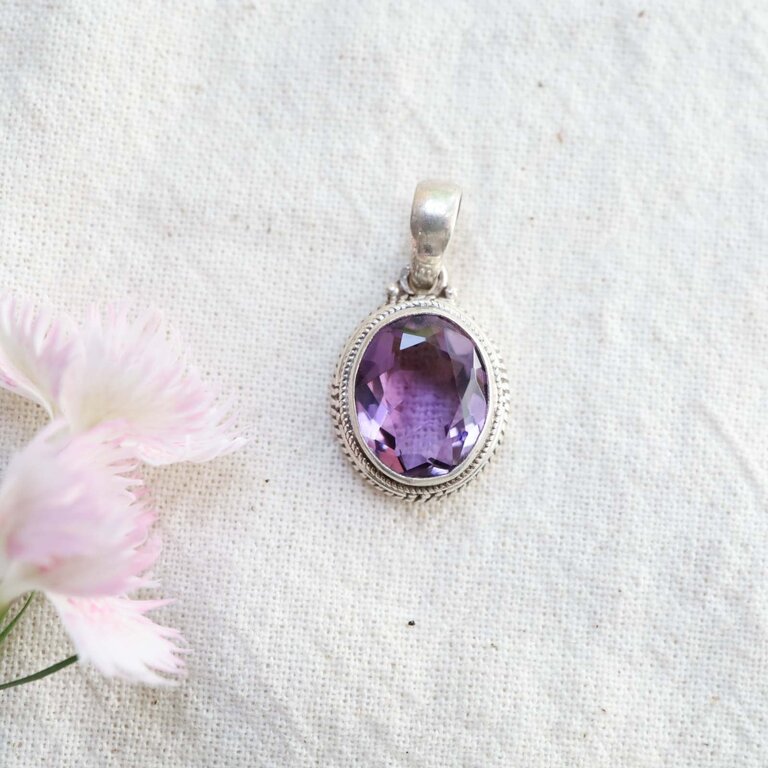 Pendentif Améthyste - Hortensia