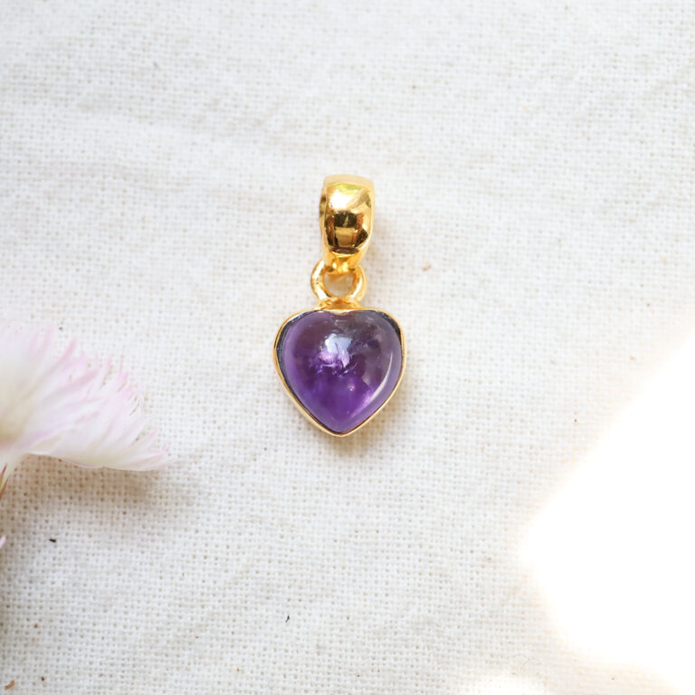 Amethyst Pendant Gold Plated - Coeur