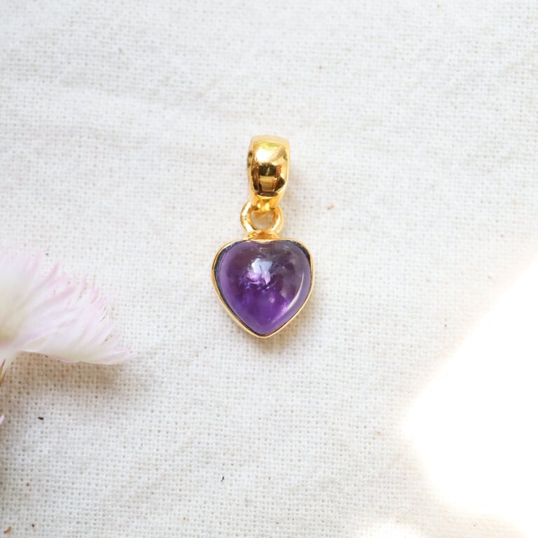 Pendentif Améthyste plaqué or - Coeur