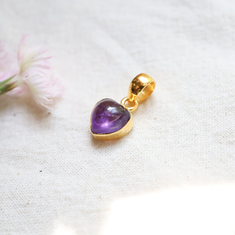 Amethyst Pendant Gold Plated - Coeur