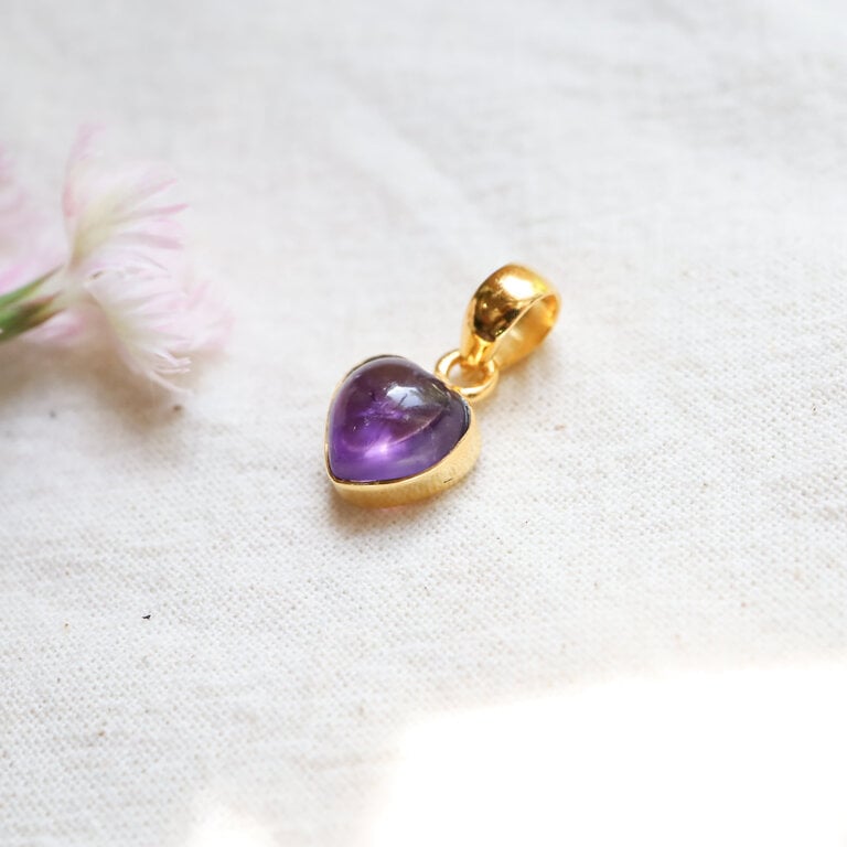 Pendentif Améthyste plaqué or - Coeur