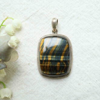 Tiger Eye & Hawk Eye Pendant - Rectangle Tiger Eye & Hawk Eye Pendant - Rectangle