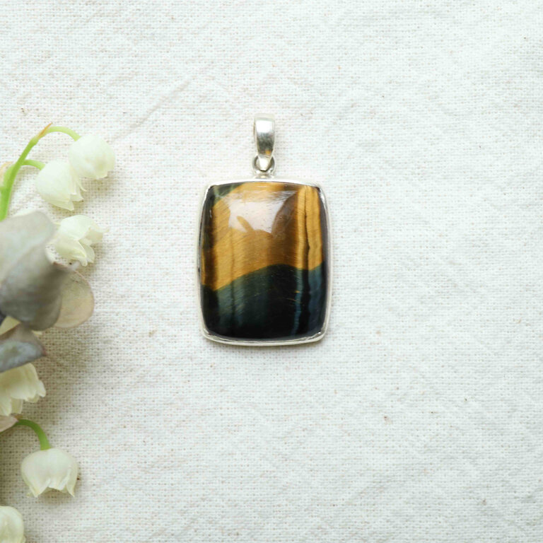 Pendentif Oeil de tigre & Oeil de faucon - Simple