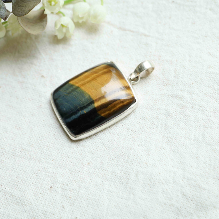 Pendentif Oeil de tigre & Oeil de faucon - Simple