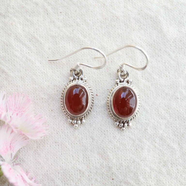 Carnelian Earrings - Coquille