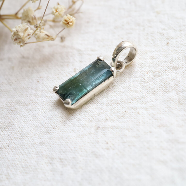 Bicolor Tourmaline Pendant - Rectangle
