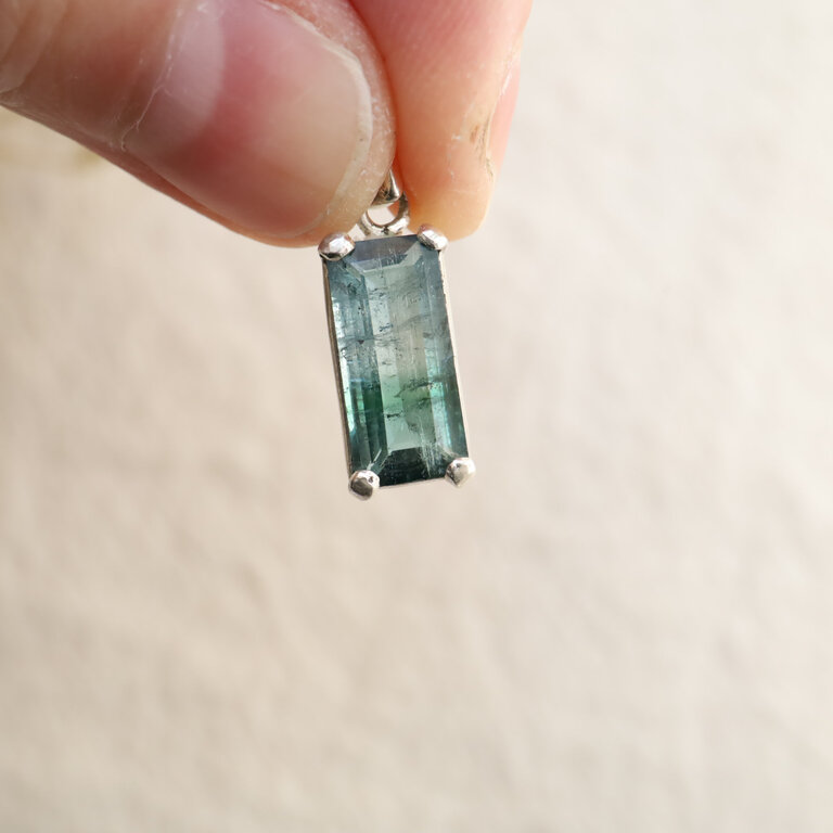 Bicolor Tourmaline Pendant - Rectangle