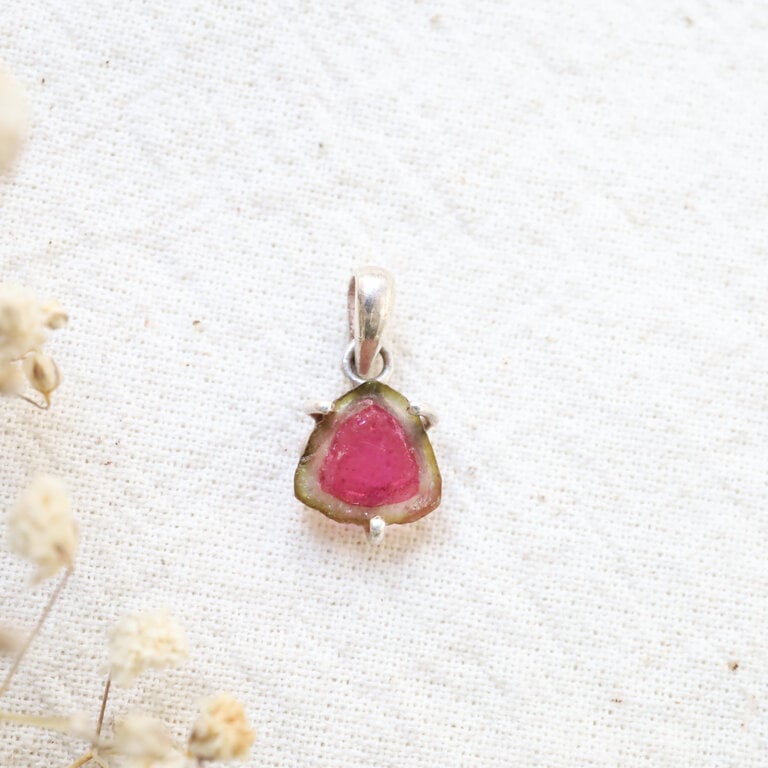 Pendentif Tourmaline melon d'eau - Délicat