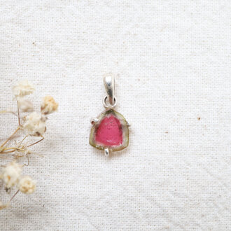 Pendentif Tourmaline melon d'eau - Délicat