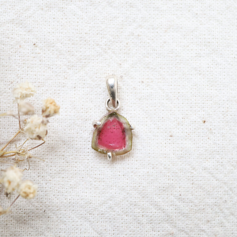 Pendentif Tourmaline melon d'eau - Délicat