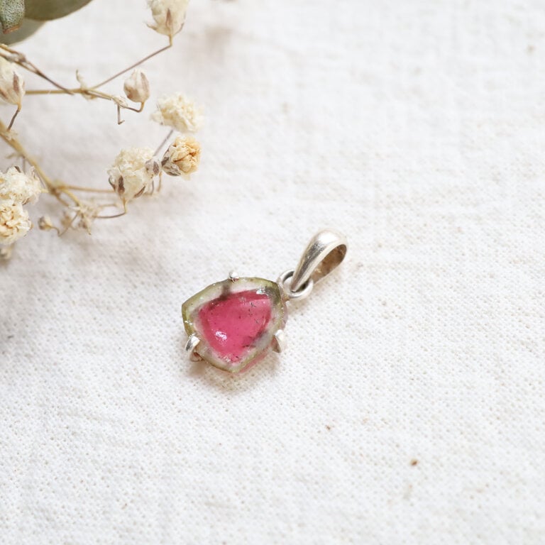 Pendentif Tourmaline melon d'eau - Délicat