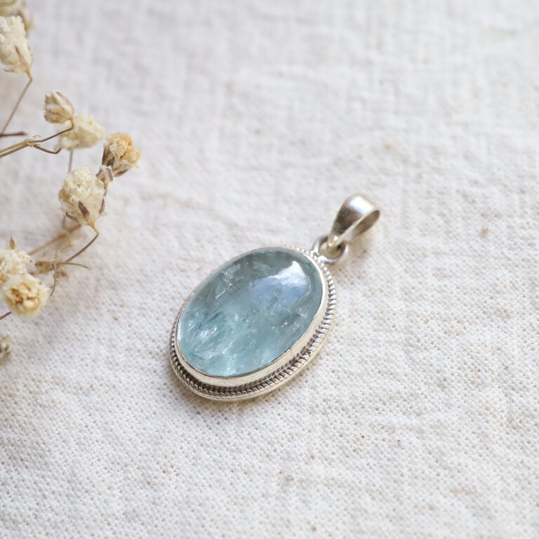 Pendentif Aigue-marine - Hortensia petit