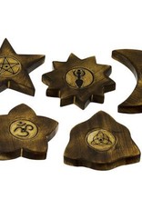 Wood Incense Holder  - Mixed Shapes/Symbols