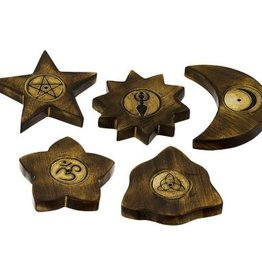 Wood Incense Holder  - Mixed Shapes/Symbols