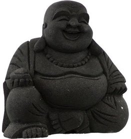Happy Buddha black volcanic stone 8.5''
