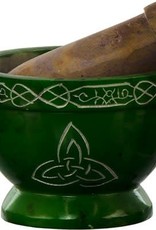 Celtic Triquetra Green Mortar & Pestle 3.5"