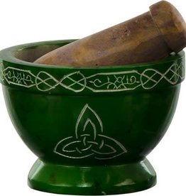 Celtic Triquetra Green Mortar & Pestle 3.5"