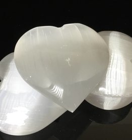 Selenite Heart (Satin Spar) large palm size 8 cm